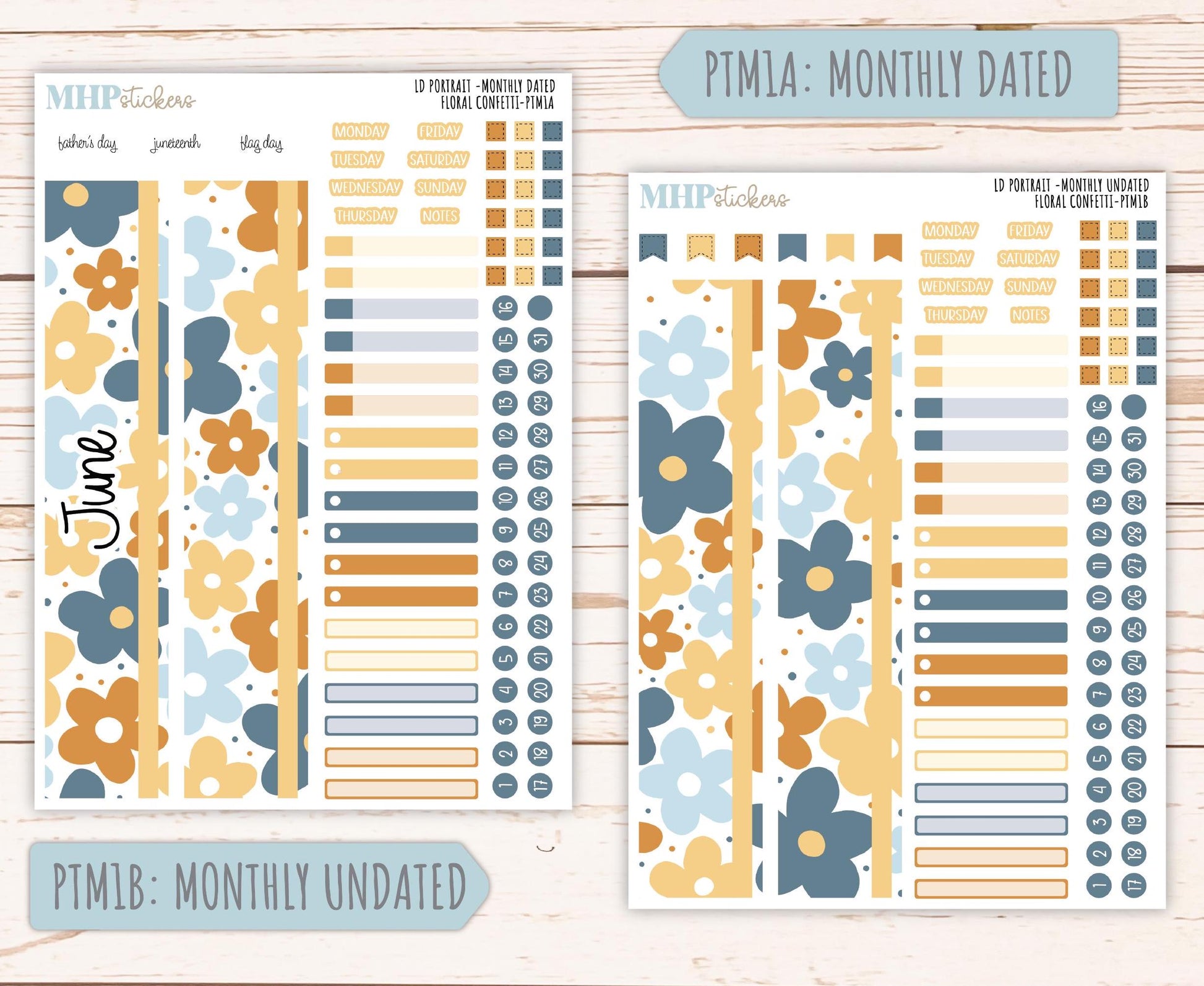 JUNE 2025 Stickers for Laurel Denise Portrait Planners. "Floral Confetti" || PTFC
