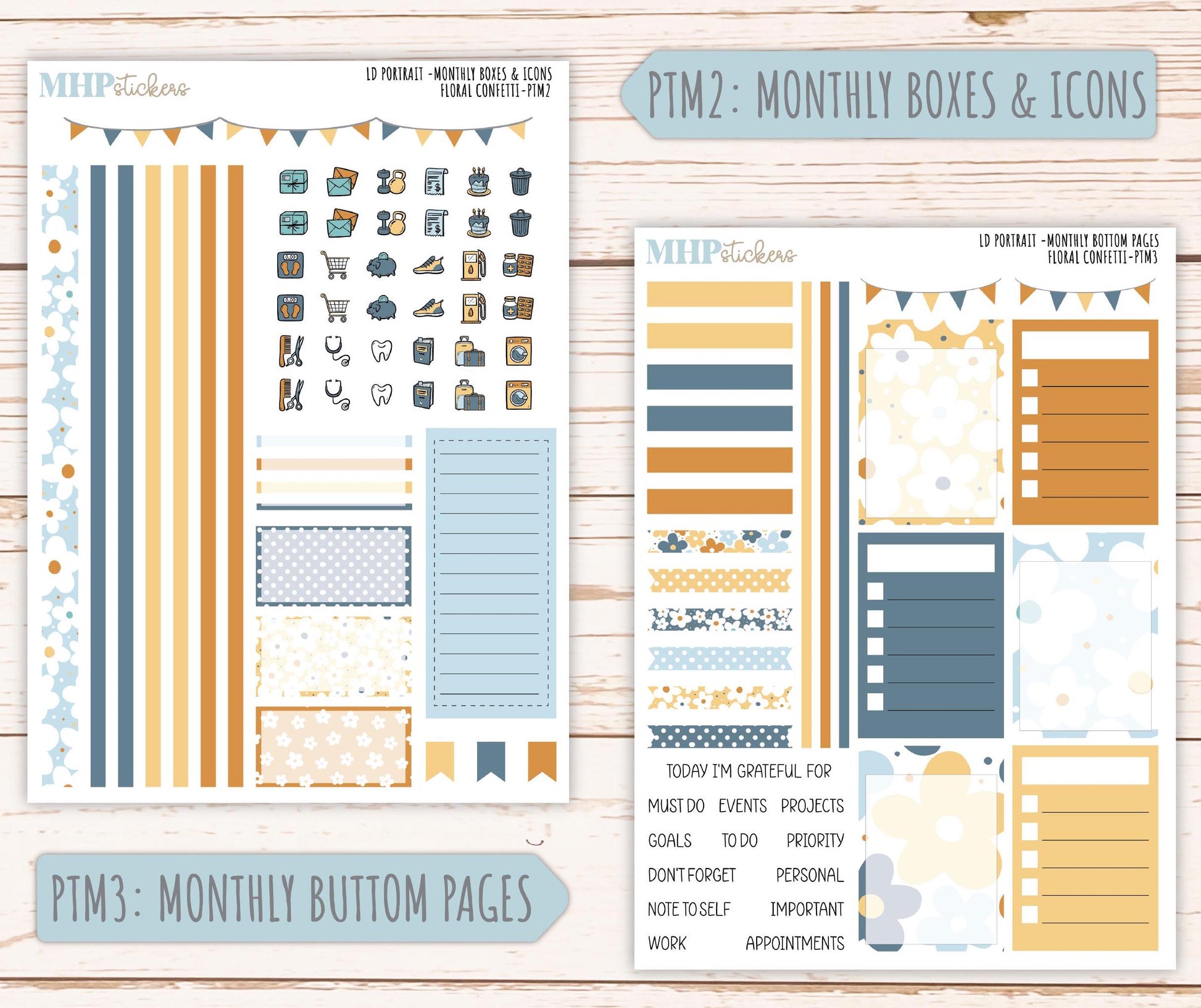 JUNE 2025 Stickers for Laurel Denise Portrait Planners. "Floral Confetti" || PTFC