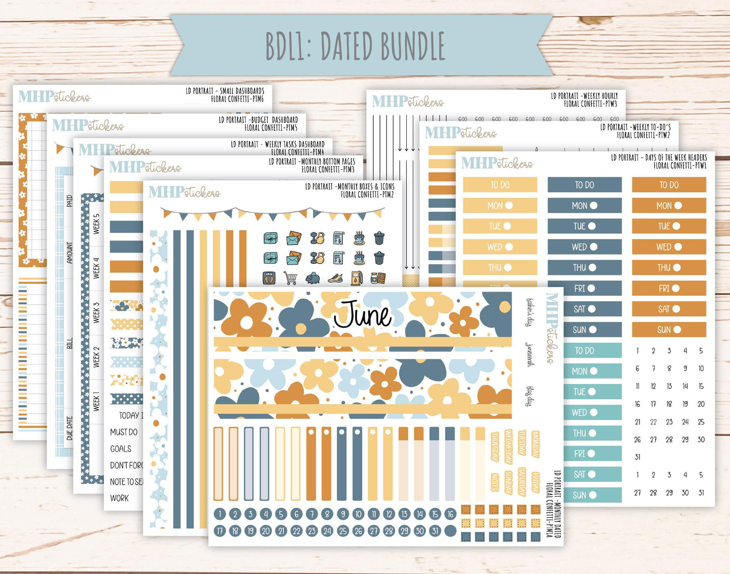 JUNE 2025 Stickers for Laurel Denise Portrait Planners. "Floral Confetti" || PTFC