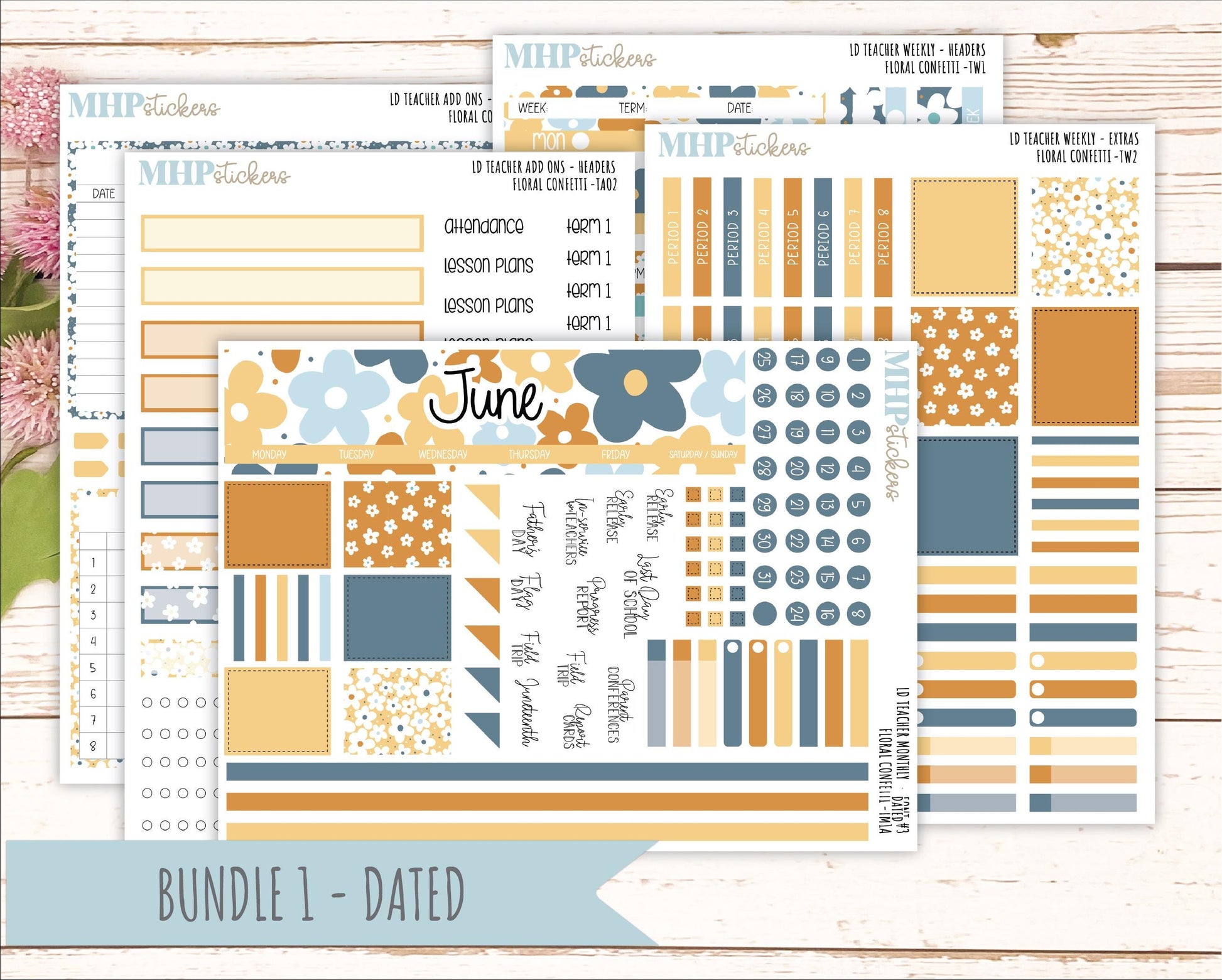 JUNE Stickers for Laurel Denise Teacher Planners. "Floral Confetti" || TFC