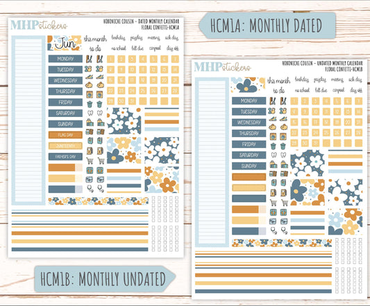 JUNE 2025 Stickers for Hobonichi Tech Cousin. A5 Planners "Floral Confetti" || HCFC