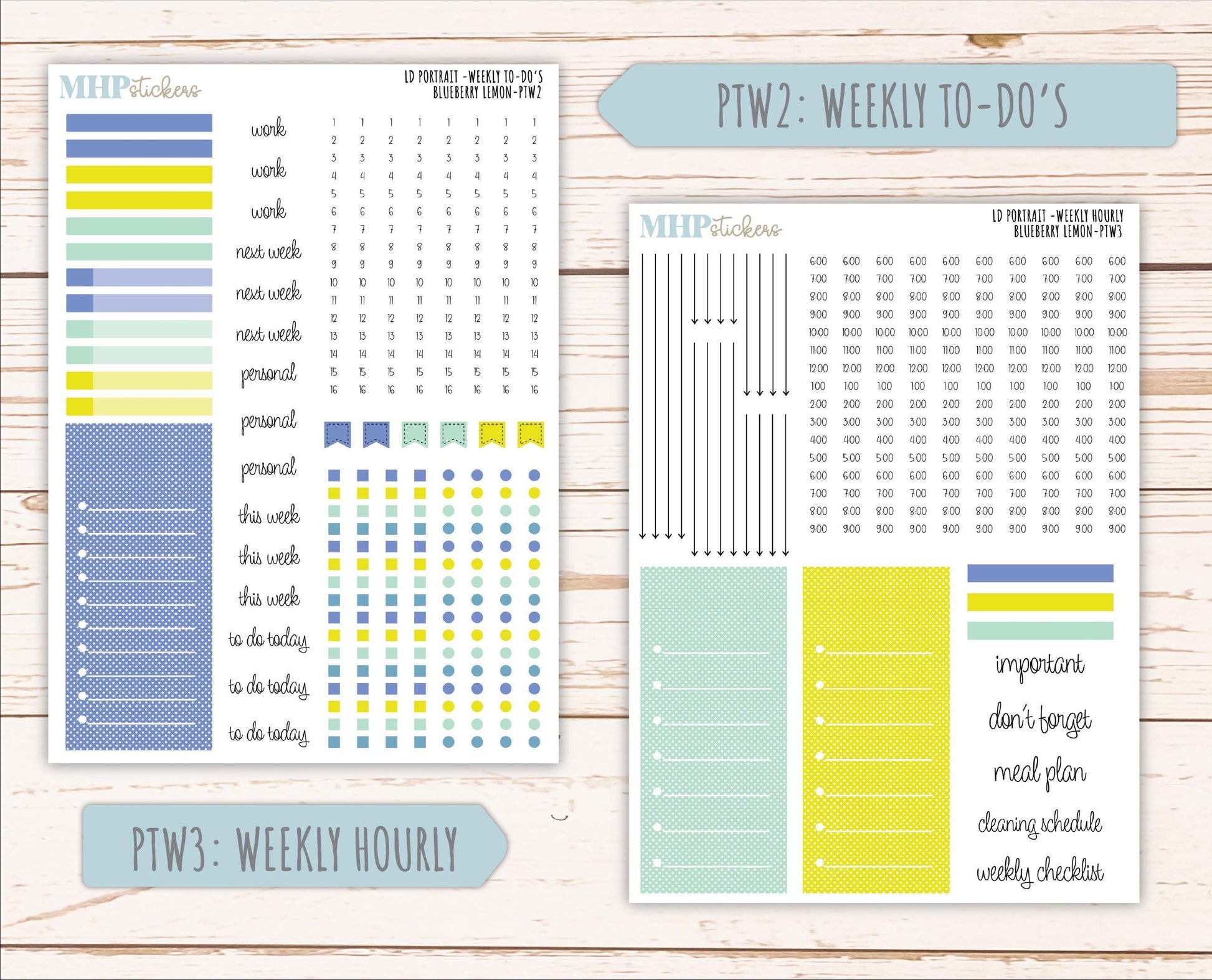 JULY 2025 Stickers for Laurel Denise Portrait Planners. "Blueberry Lemon" || PTBL