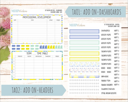 JULY Stickers for Laurel Denise Teacher Planners. "Blueberry Lemon" || TBL