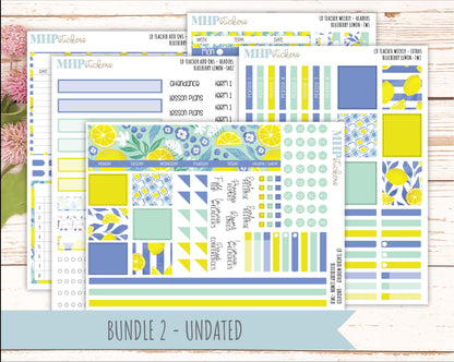 JULY Stickers for Laurel Denise Teacher Planners. "Blueberry Lemon" || TBL