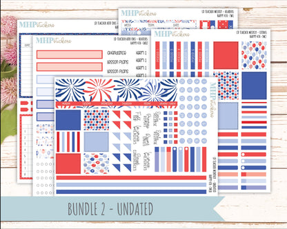 JULY Stickers for Laurel Denise Teacher Planners. "Happy 4th" || TH4