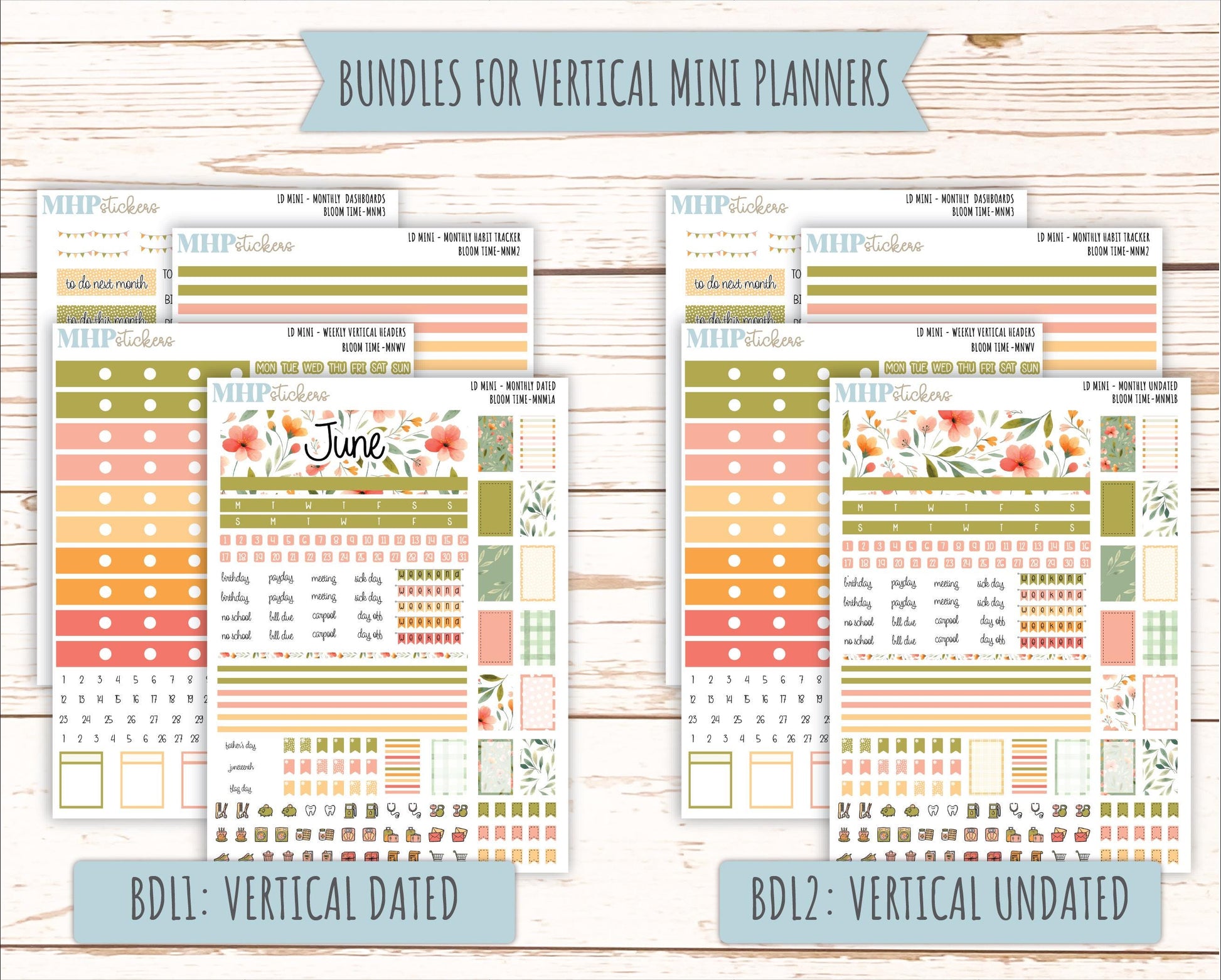 JUNE 2025 Stickers for MINI Laurel Denise Planners "Bloom Time" || MNBT