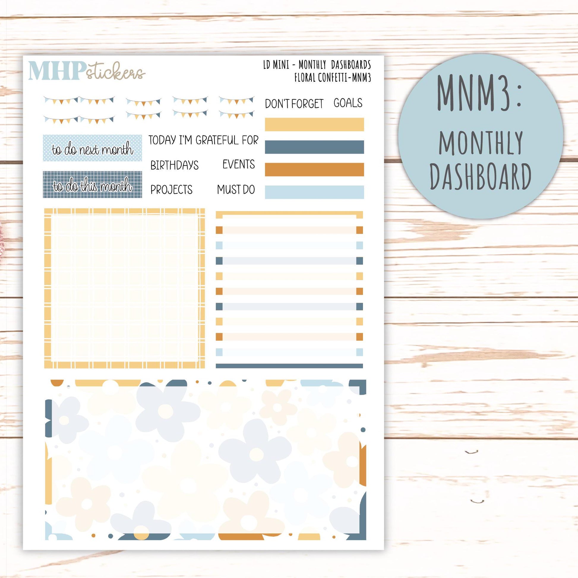 JUNE 2025 Stickers for MINI Laurel Denise Planners "Floral Confetti" || MNFC