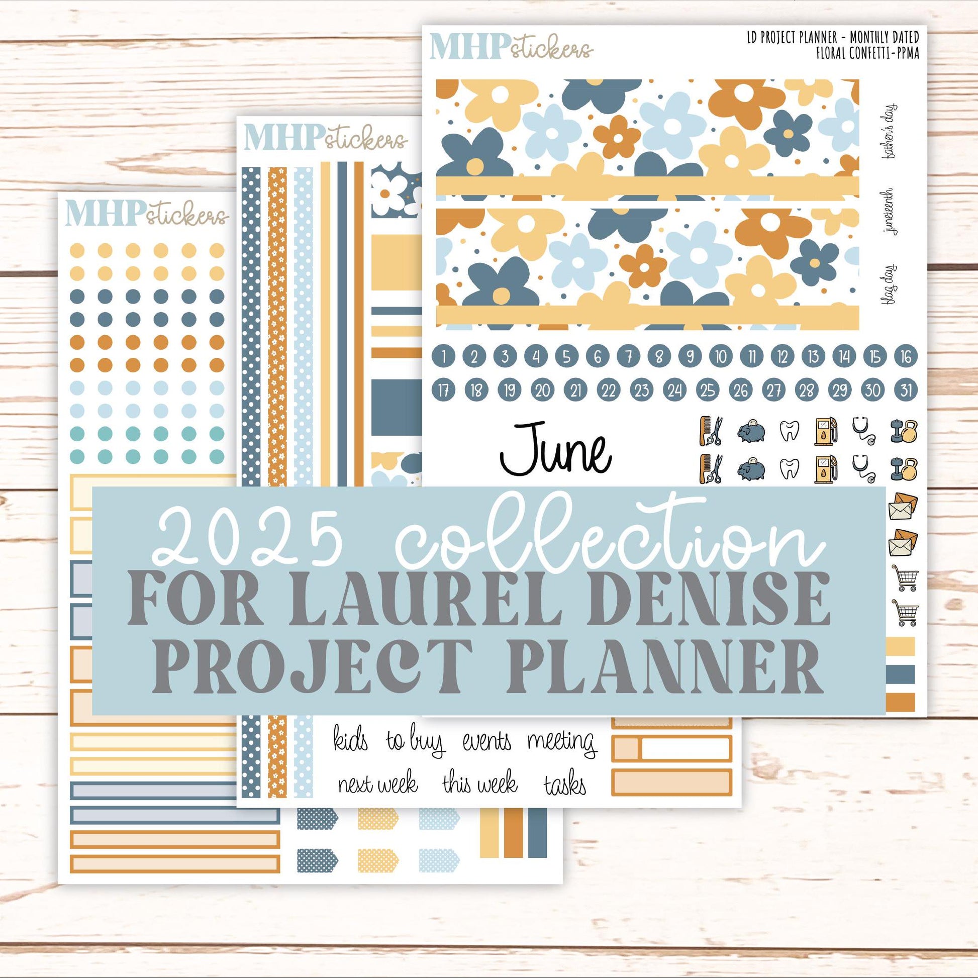 JUNE Stickers for LD Project Planner "Floral Confetti" || PPFC