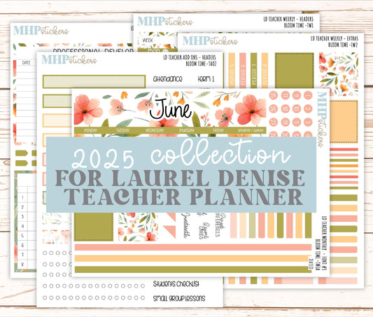 JUNE Stickers for Laurel Denise Teacher Planners. "Bloom Time" || TBT