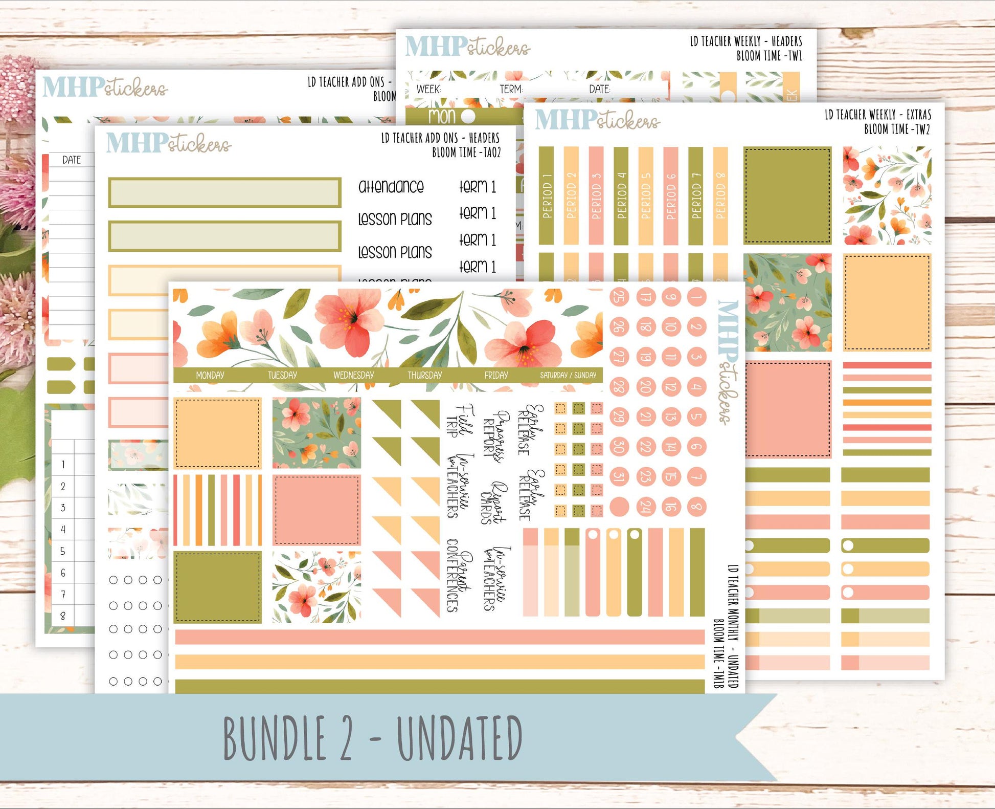 JUNE Stickers for Laurel Denise Teacher Planners. "Bloom Time" || TBT