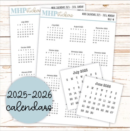2025 - 2026 Calendar Stickers for Planners and Bullet Journals || H662 - F816