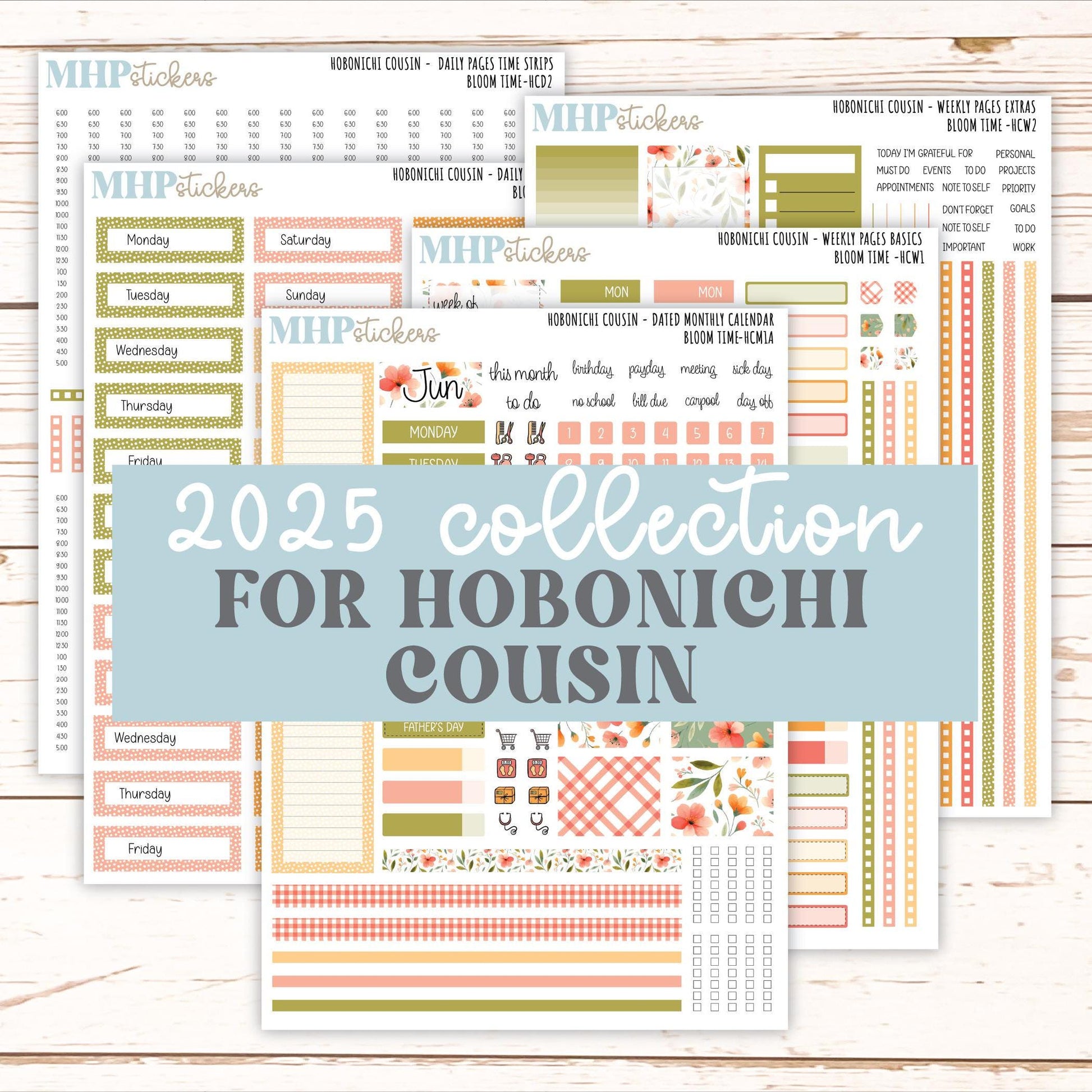 JUNE 2025 Stickers for Hobonichi Tech Cousin. A5 Planners "Bloom Time" || HCBT