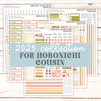 JUNE 2025 Stickers for Hobonichi Tech Cousin. A5 Planners "Bloom Time" || HCBT