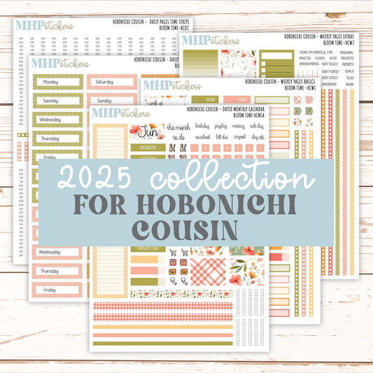 JUNE 2025 Stickers for Hobonichi Tech Cousin. A5 Planners "Bloom Time" || HCBT