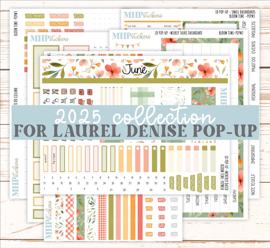 June 2025 Stickers for Laurel Denise POP-UP Planner. "Bloom Time" || POPBT