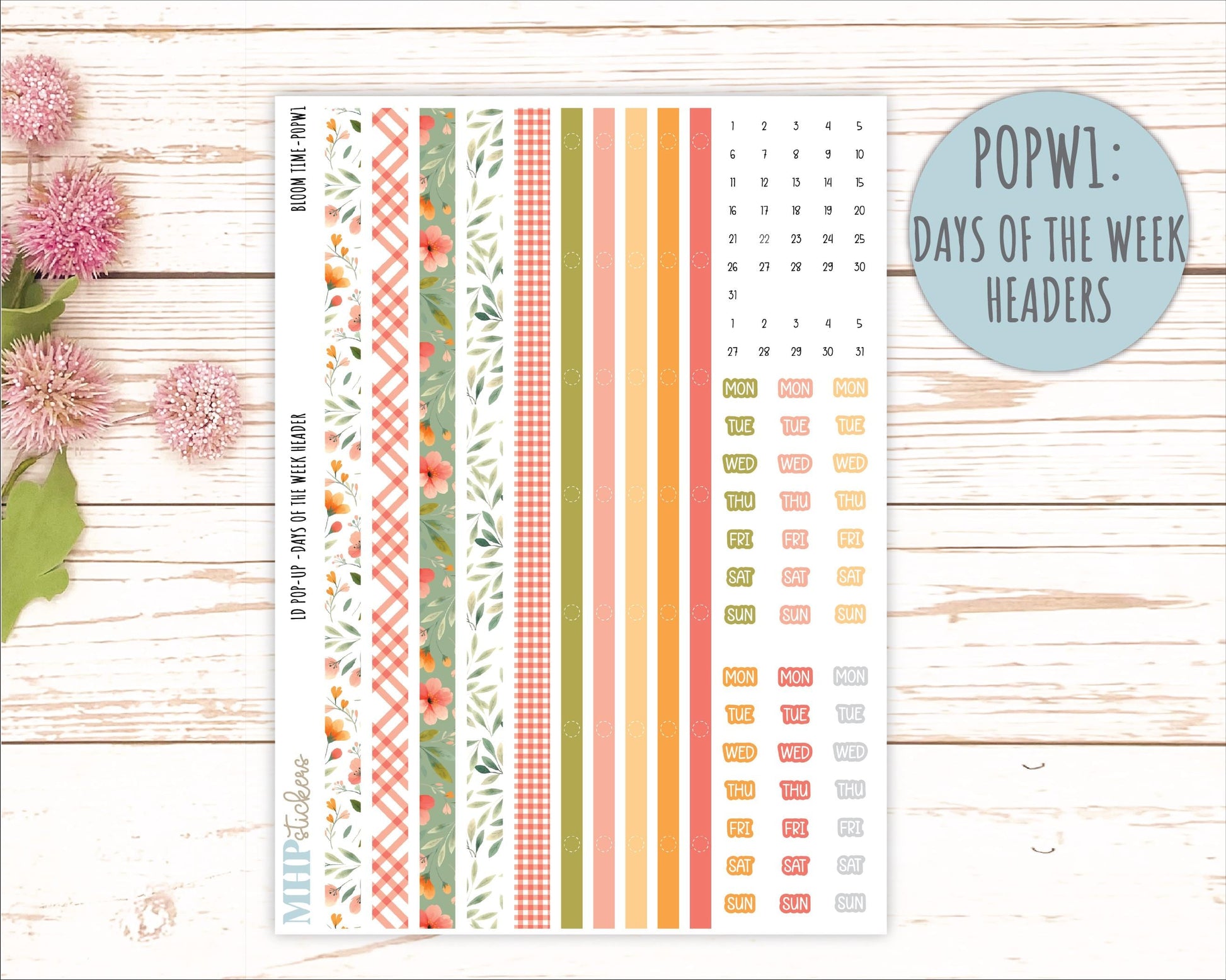 June 2025 Stickers for Laurel Denise POP-UP Planner. "Bloom Time" || POPBT
