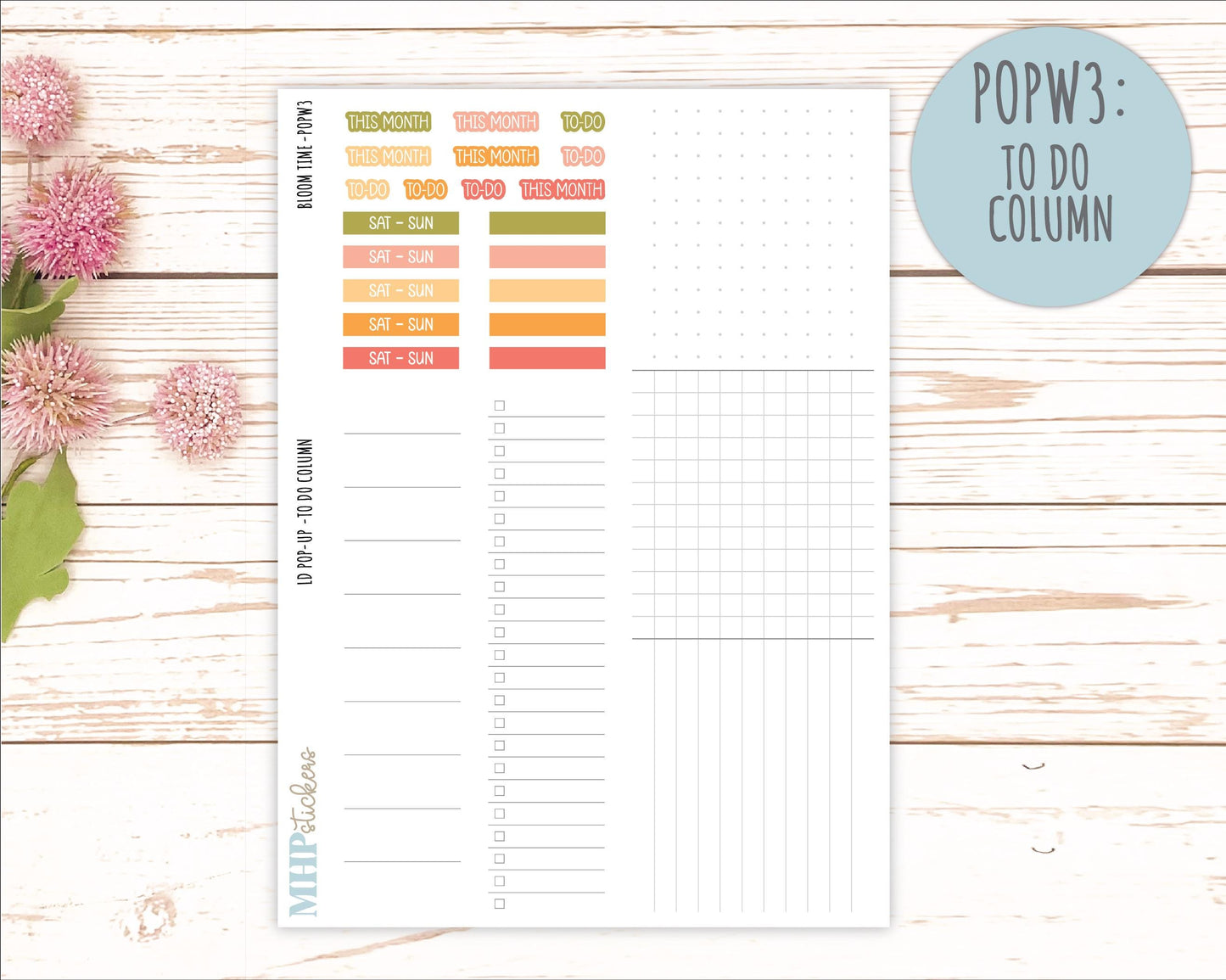 June 2025 Stickers for Laurel Denise POP-UP Planner. "Bloom Time" || POPBT