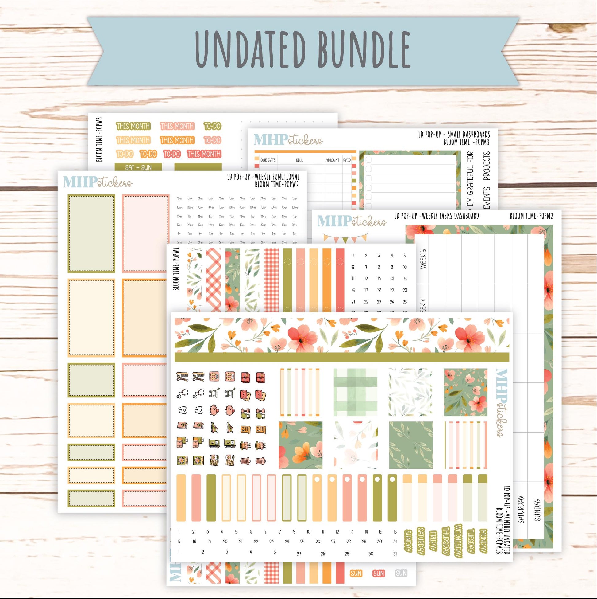 June 2025 Stickers for Laurel Denise POP-UP Planner. "Bloom Time" || POPBT