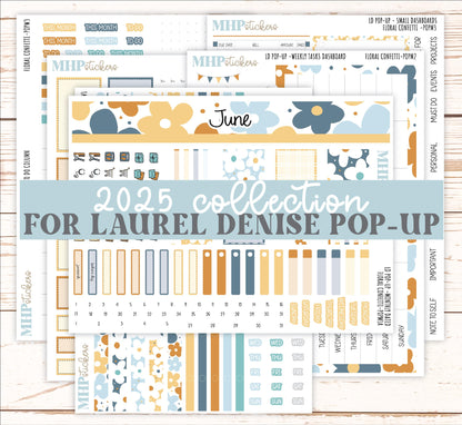 June 2025 Stickers for Laurel Denise POP-UP Planner. "Floral Confetti" || POPFC