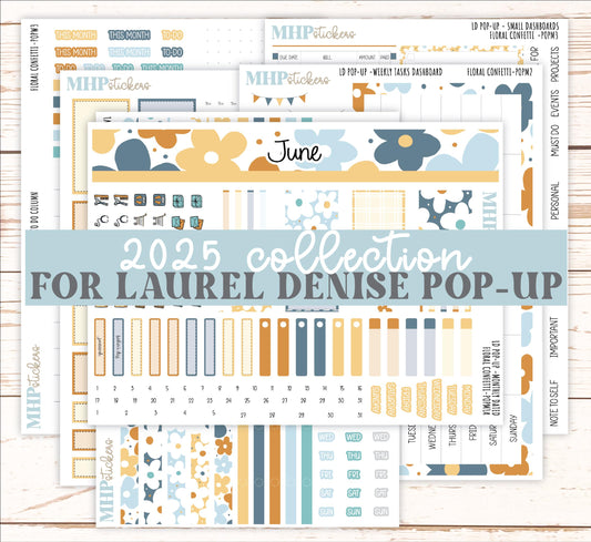 June 2025 Stickers for Laurel Denise POP-UP Planner. "Floral Confetti" || POPFC