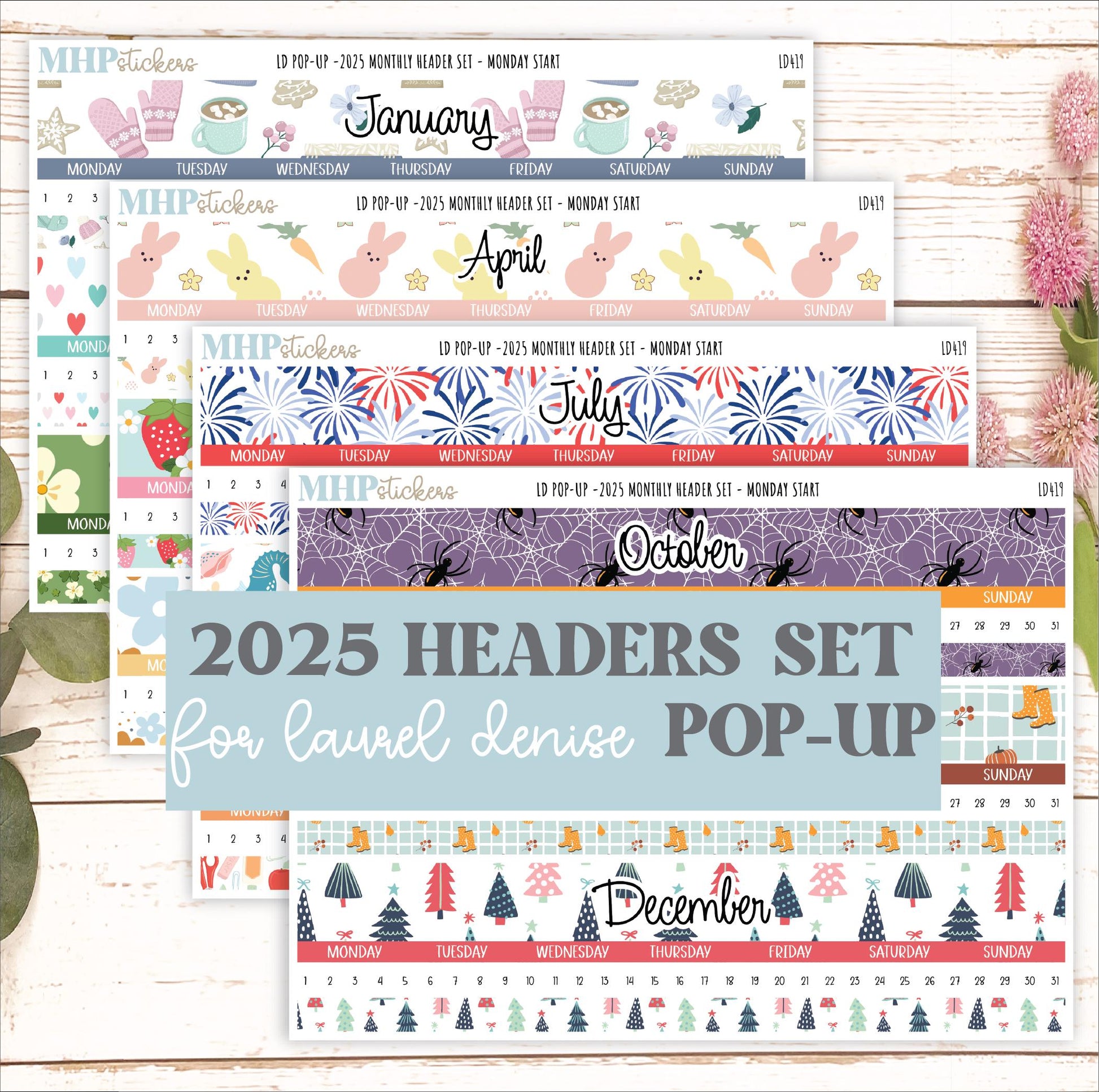 2025 Monthly Headers Set for Laurel Denise POP-UP || LD419