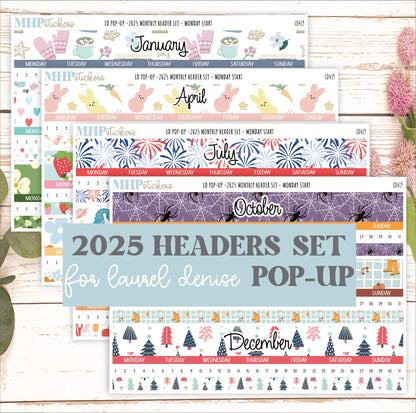 2025 Monthly Headers Set for Laurel Denise POP-UP || LD419