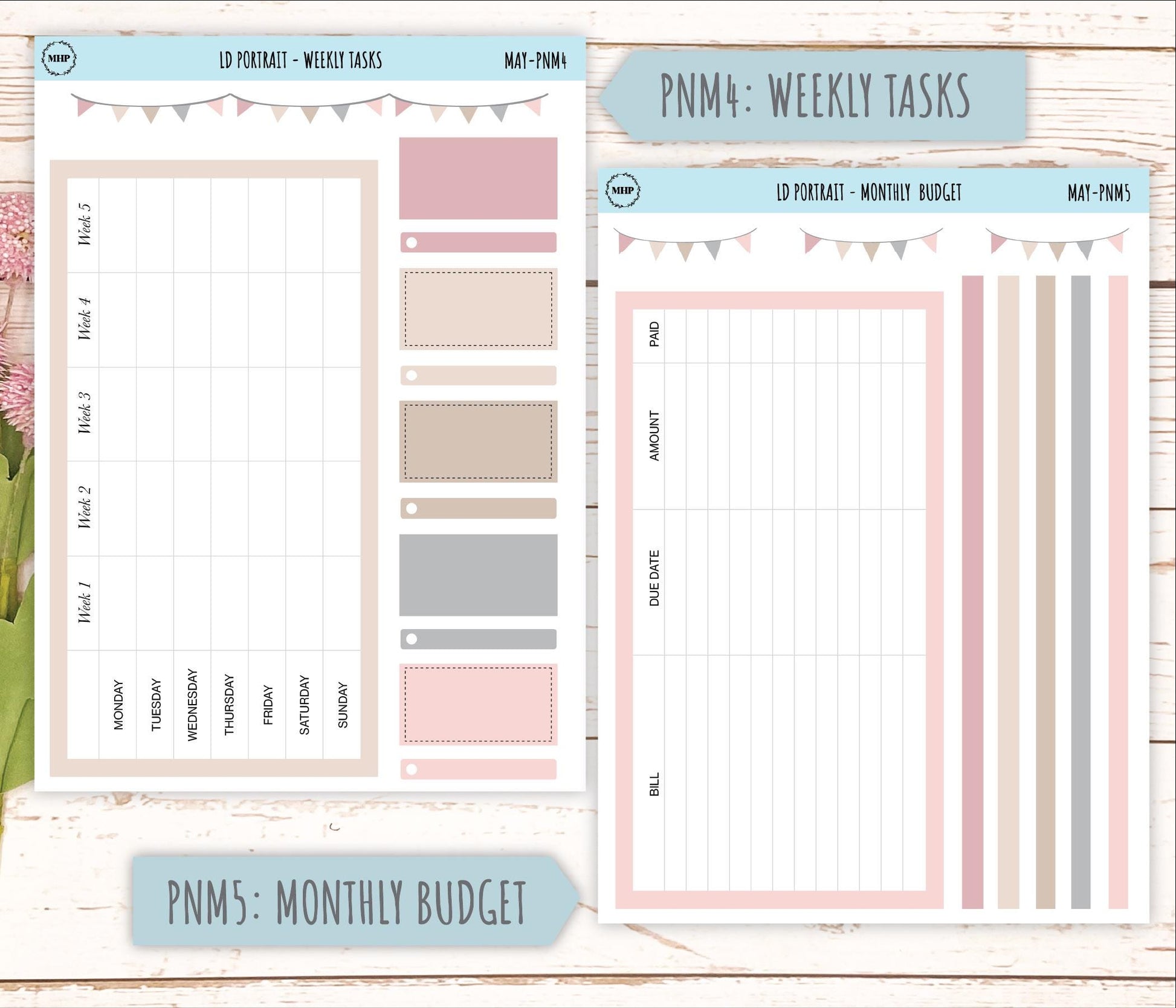 MAY Stickers for Laurel Denise Portrait Planners. Neutral Color || PN