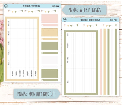 JUNE Stickers for Laurel Denise Portrait Planners. Neutral Color || PN