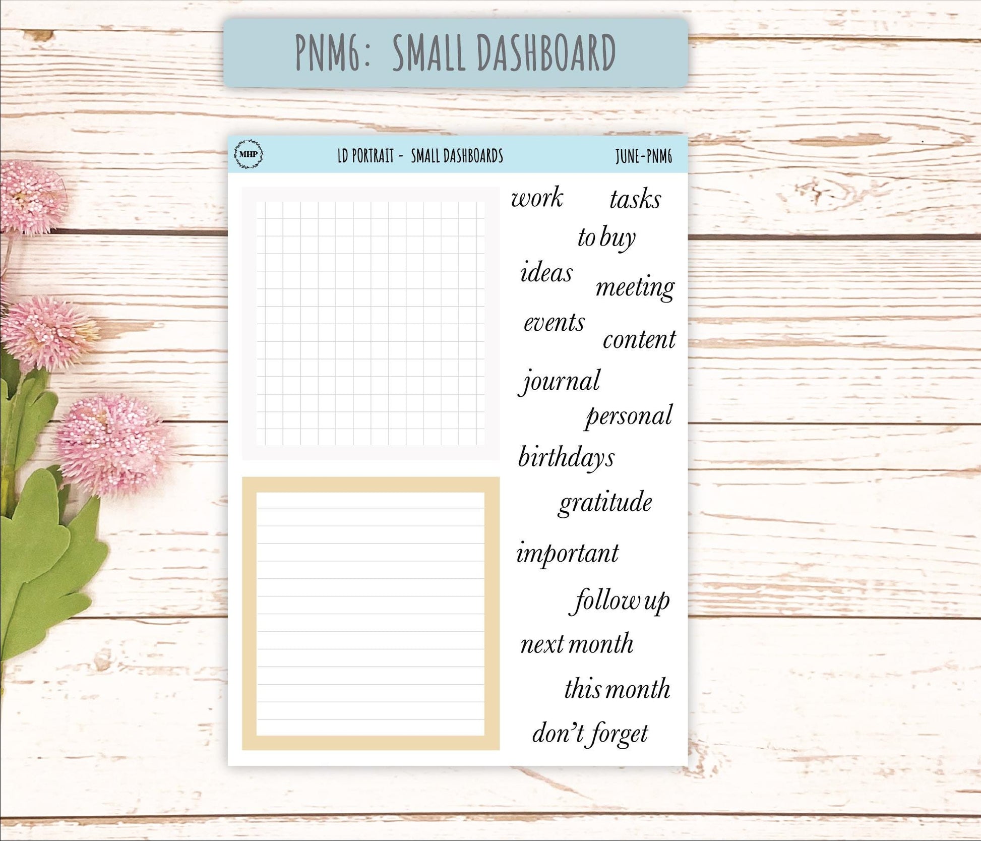JUNE Stickers for Laurel Denise Portrait Planners. Neutral Color || PN