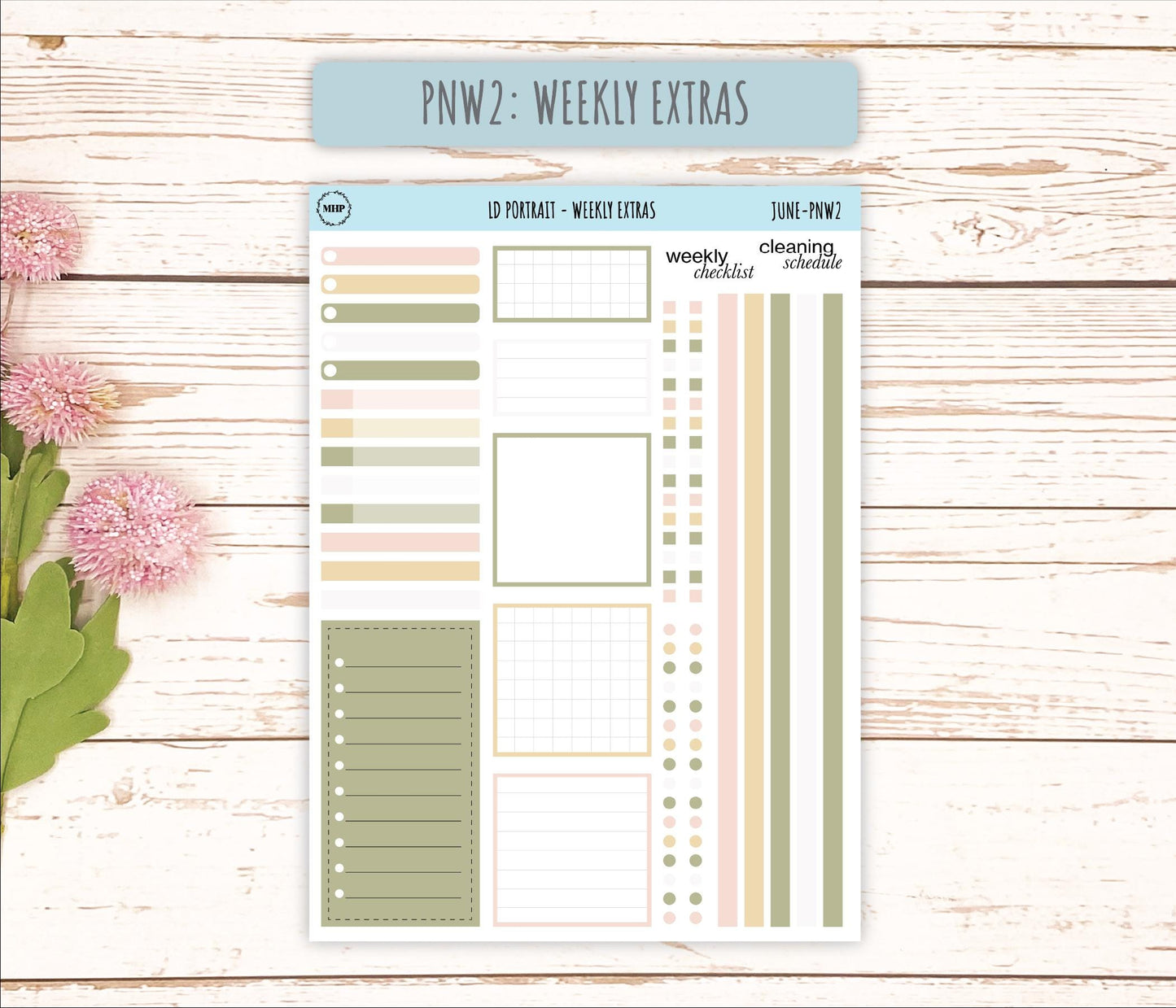 JUNE Stickers for Laurel Denise Portrait Planners. Neutral Color || PN