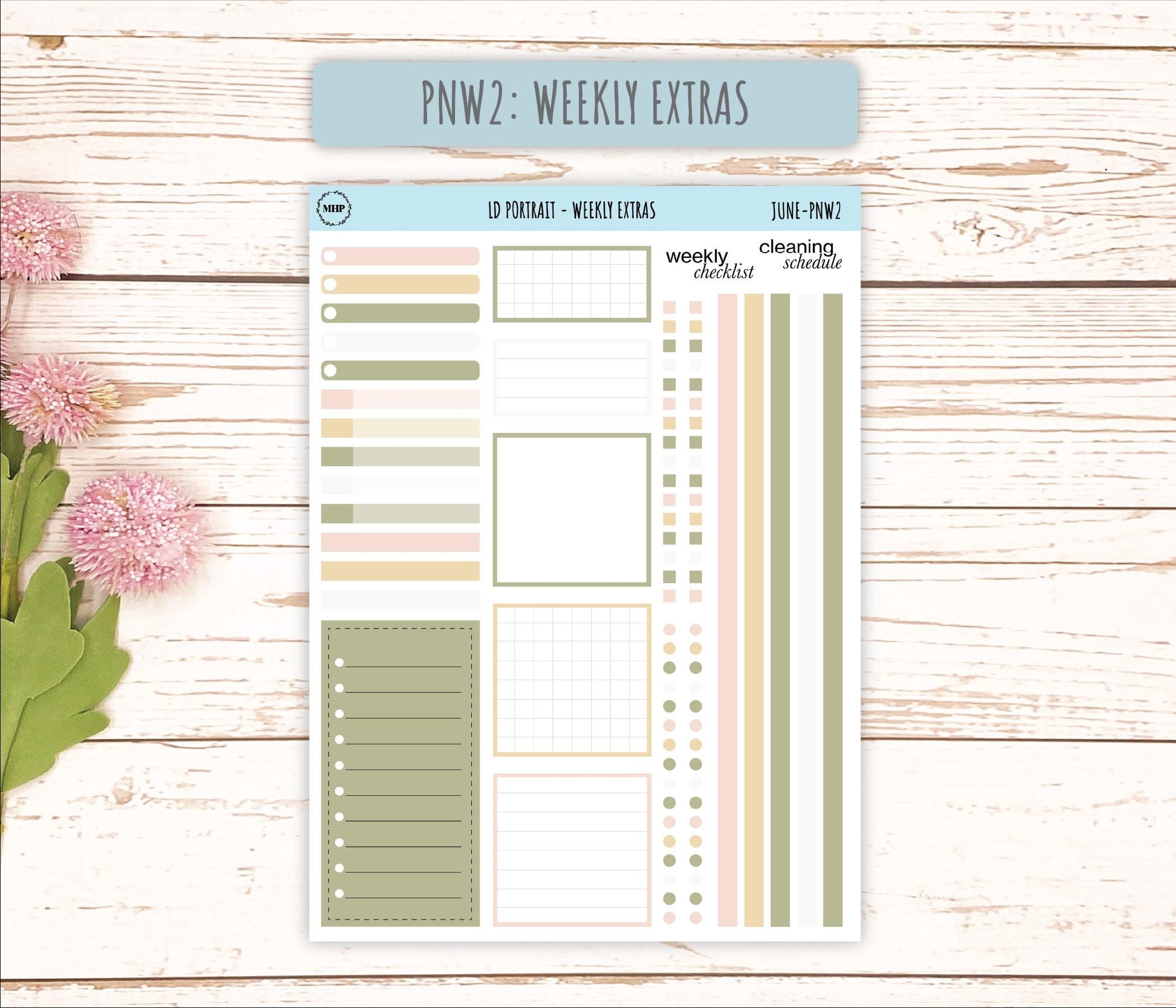 JUNE Stickers for Laurel Denise Portrait Planners. Neutral Color || PN