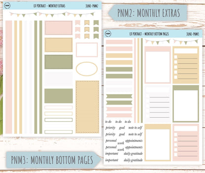 JUNE Stickers for Laurel Denise Portrait Planners. Neutral Color || PN