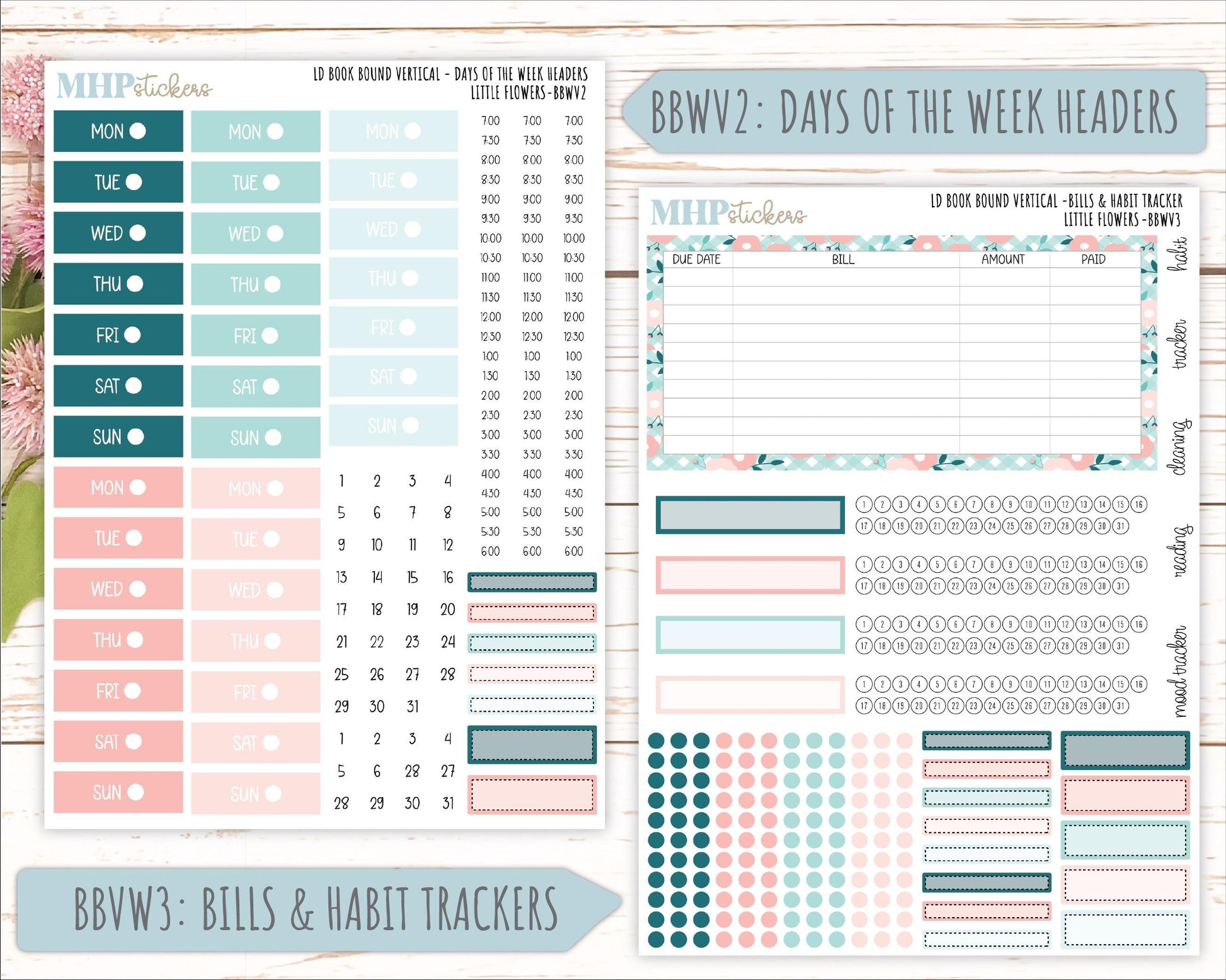 May 2025 Stickers for Laurel Denise BOOK BOUND Planner. "Little Flowers" || BB