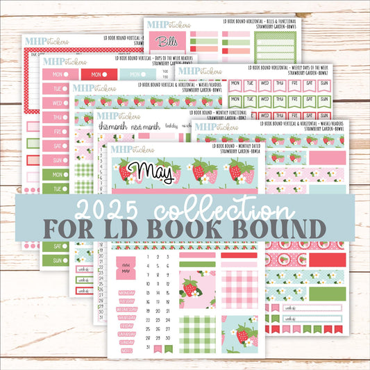 May 2025 Stickers for Laurel Denise BOOK BOUND Planner. "Strawberry Garden" || BB