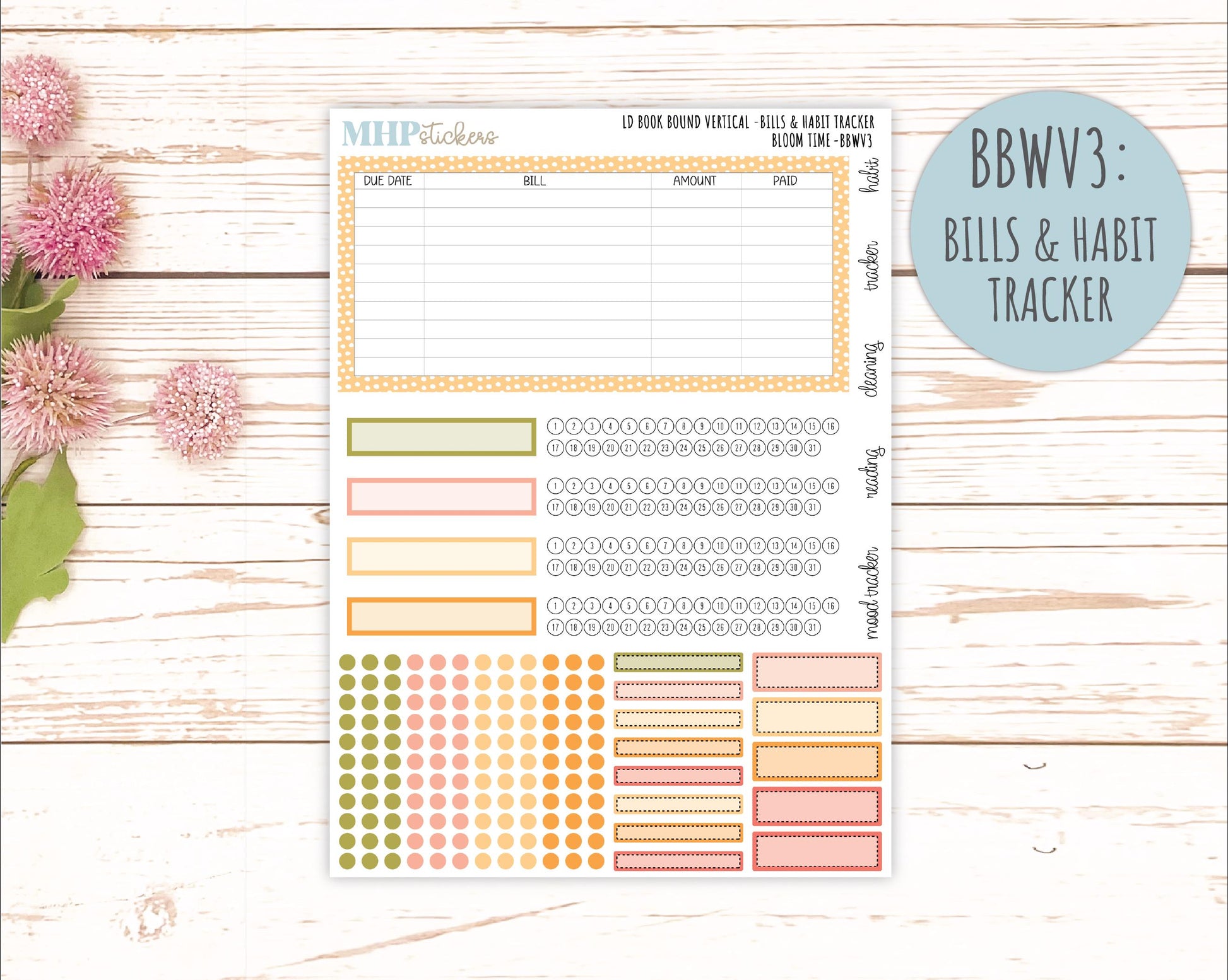 June 2025 Stickers for Laurel Denise BOOK BOUND Planner. "Bloom Time" || BB
