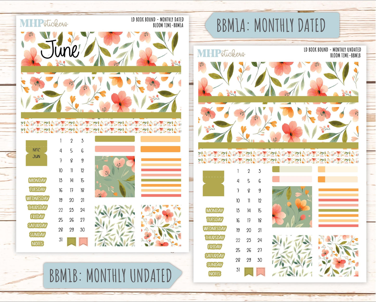 June 2025 Stickers for Laurel Denise BOOK BOUND Planner. "Bloom Time" || BB
