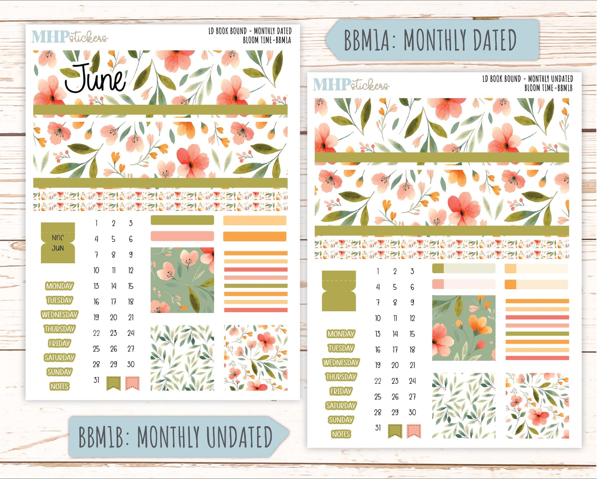 June 2025 Stickers for Laurel Denise BOOK BOUND Planner. "Bloom Time" || BB