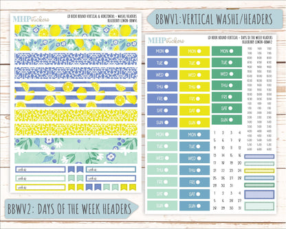 July 2025 Stickers for Laurel Denise BOOK BOUND Planner. "Blueberry Lemon" || BB