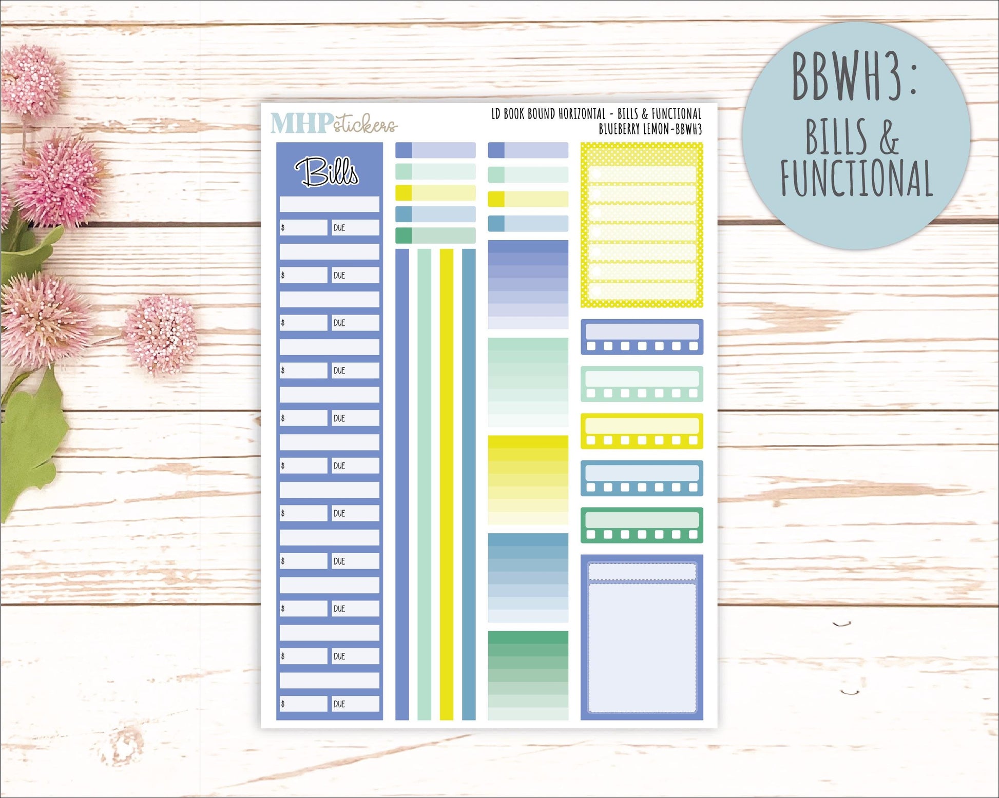 July 2025 Stickers for Laurel Denise BOOK BOUND Planner. "Blueberry Lemon" || BB