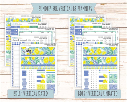 July 2025 Stickers for Laurel Denise BOOK BOUND Planner. "Blueberry Lemon" || BB