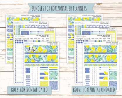 July 2025 Stickers for Laurel Denise BOOK BOUND Planner. "Blueberry Lemon" || BB