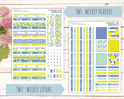JULY Stickers for Laurel Denise Teacher Planners. "Blueberry Lemon" || TBL