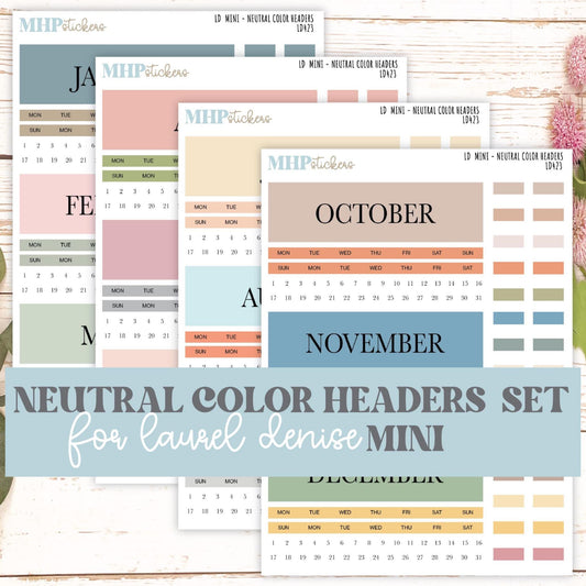 Neutral Color Monthly Headers Set for Laurel Denise MINI || LD423