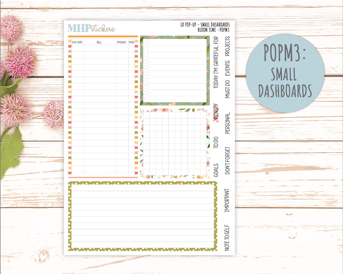 June 2025 Stickers for Laurel Denise POP-UP Planner. "Bloom Time" || POPBT