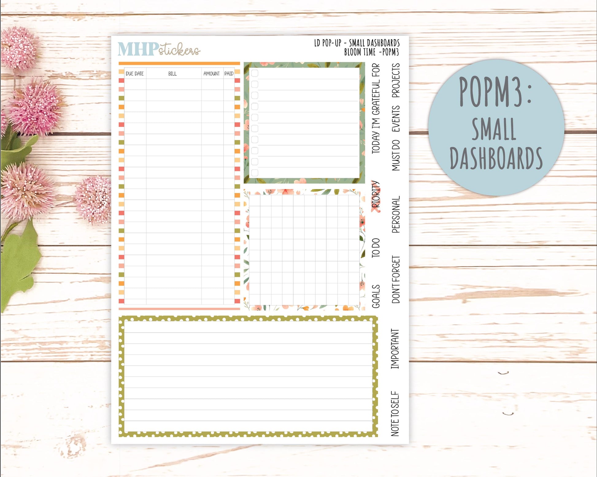 June 2025 Stickers for Laurel Denise POP-UP Planner. "Bloom Time" || POPBT