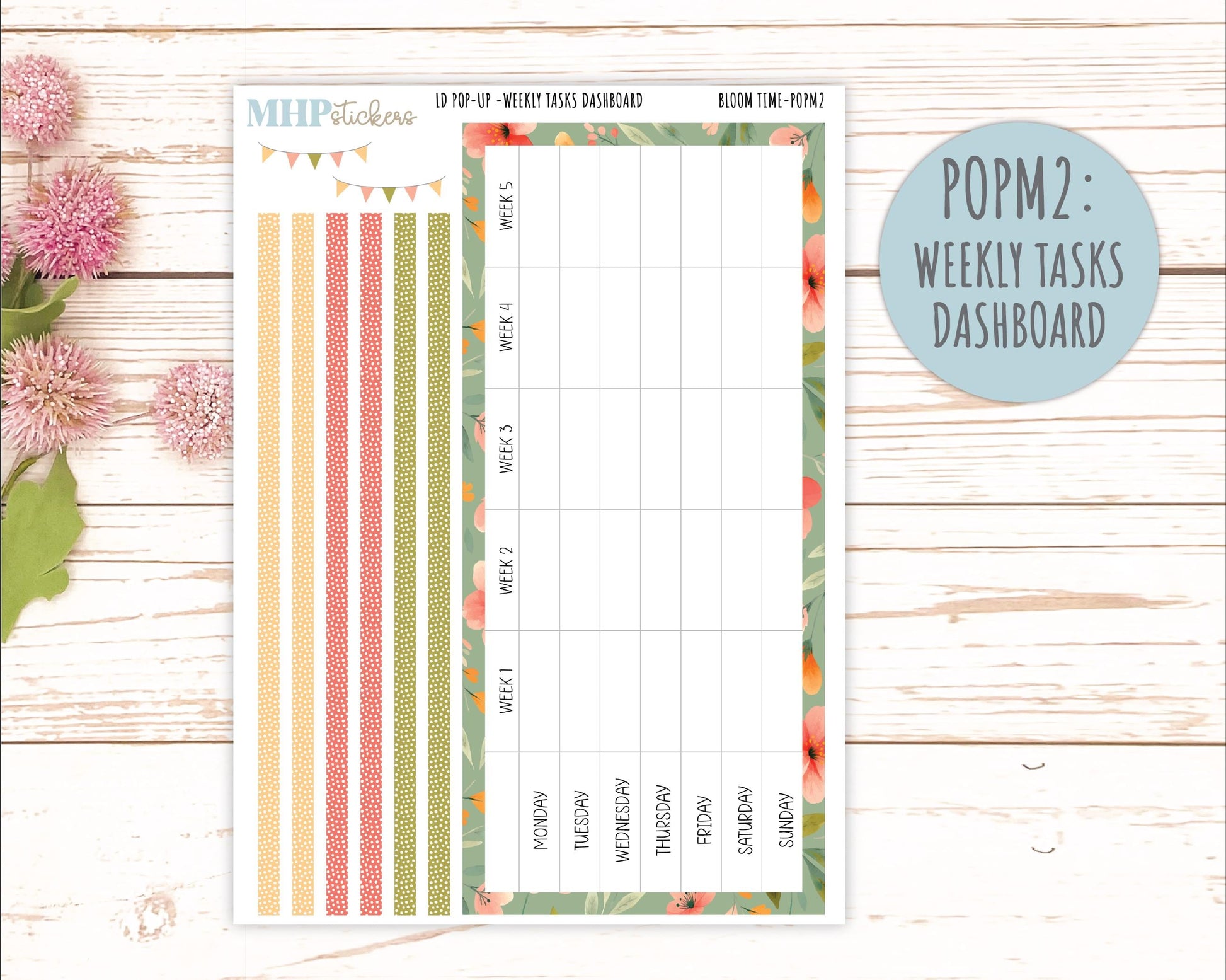 June 2025 Stickers for Laurel Denise POP-UP Planner. "Bloom Time" || POPBT