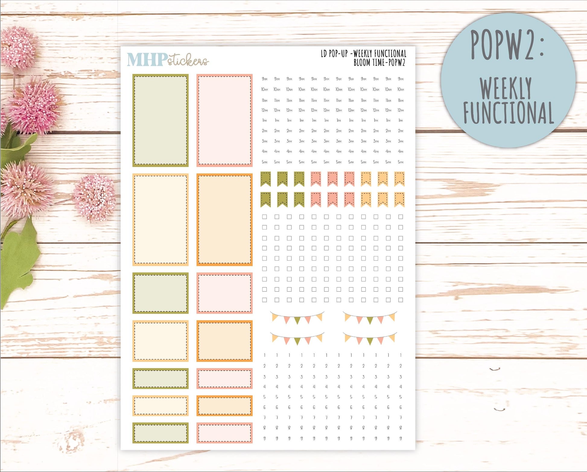 June 2025 Stickers for Laurel Denise POP-UP Planner. "Bloom Time" || POPBT