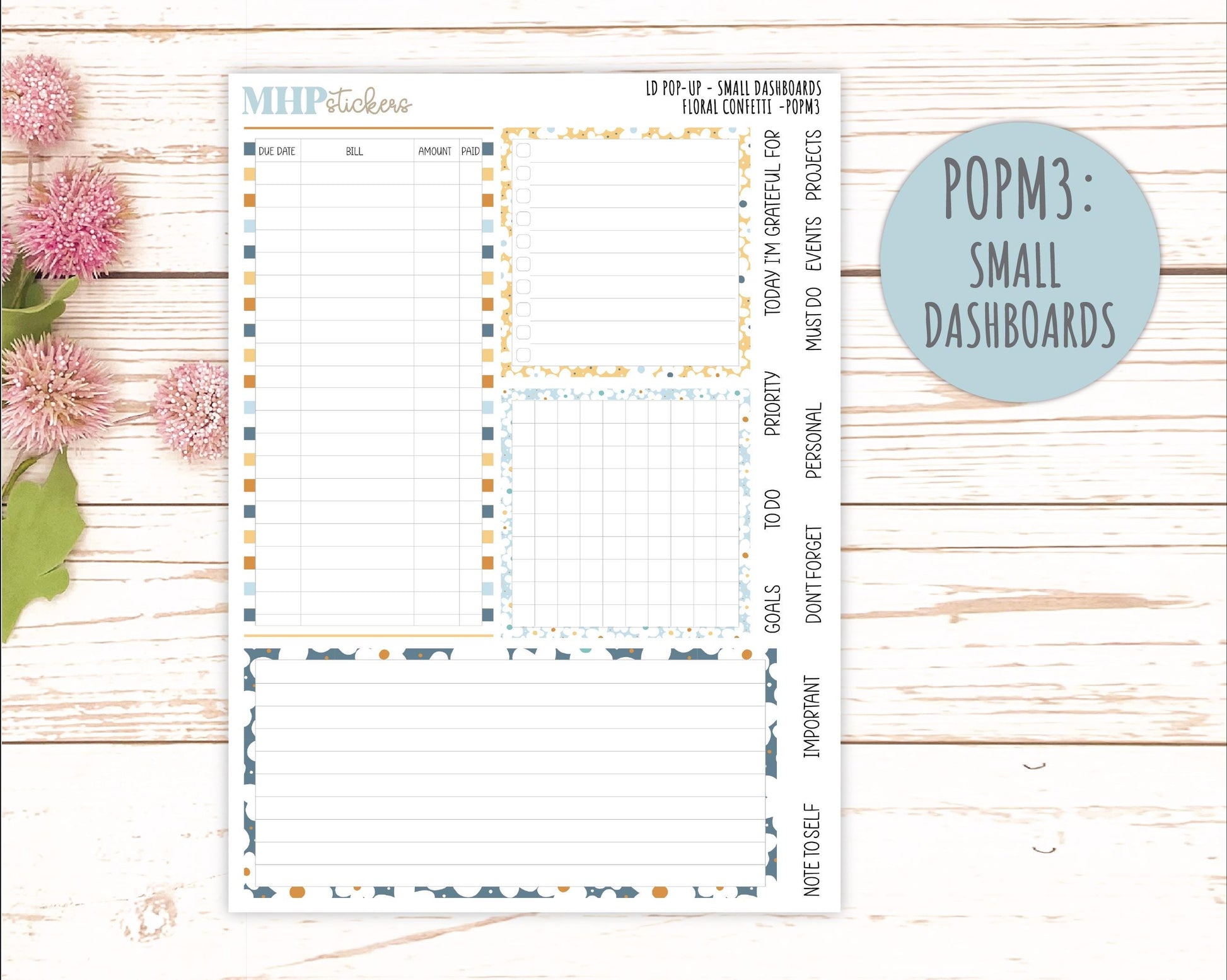 June 2025 Stickers for Laurel Denise POP-UP Planner. "Floral Confetti" || POPFC