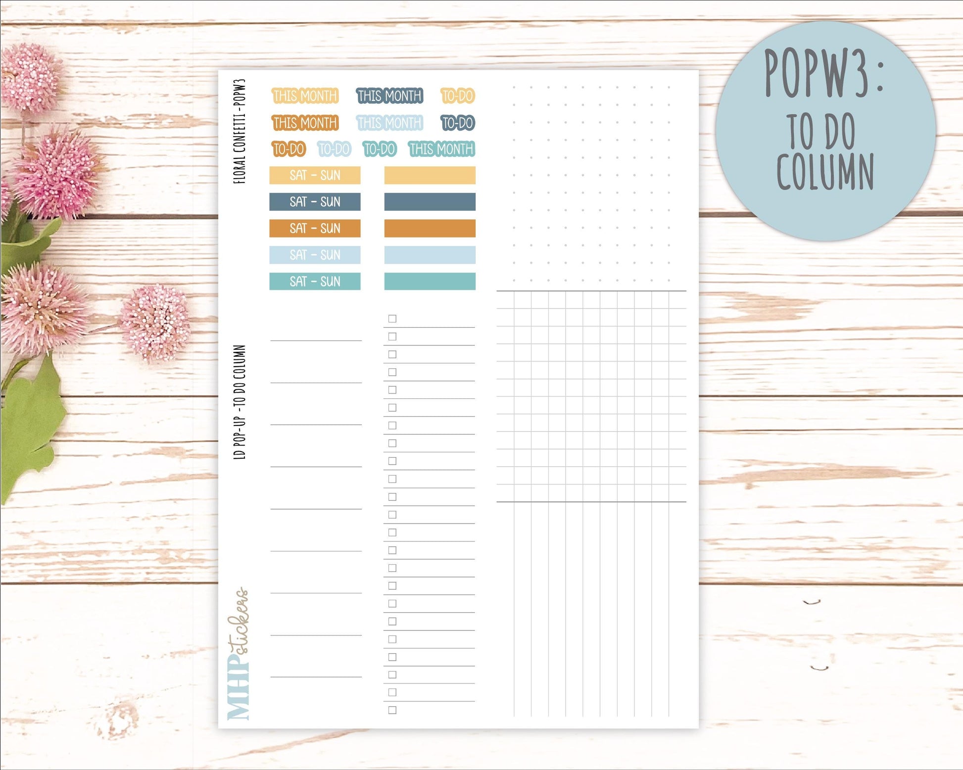 June 2025 Stickers for Laurel Denise POP-UP Planner. "Floral Confetti" || POPFC