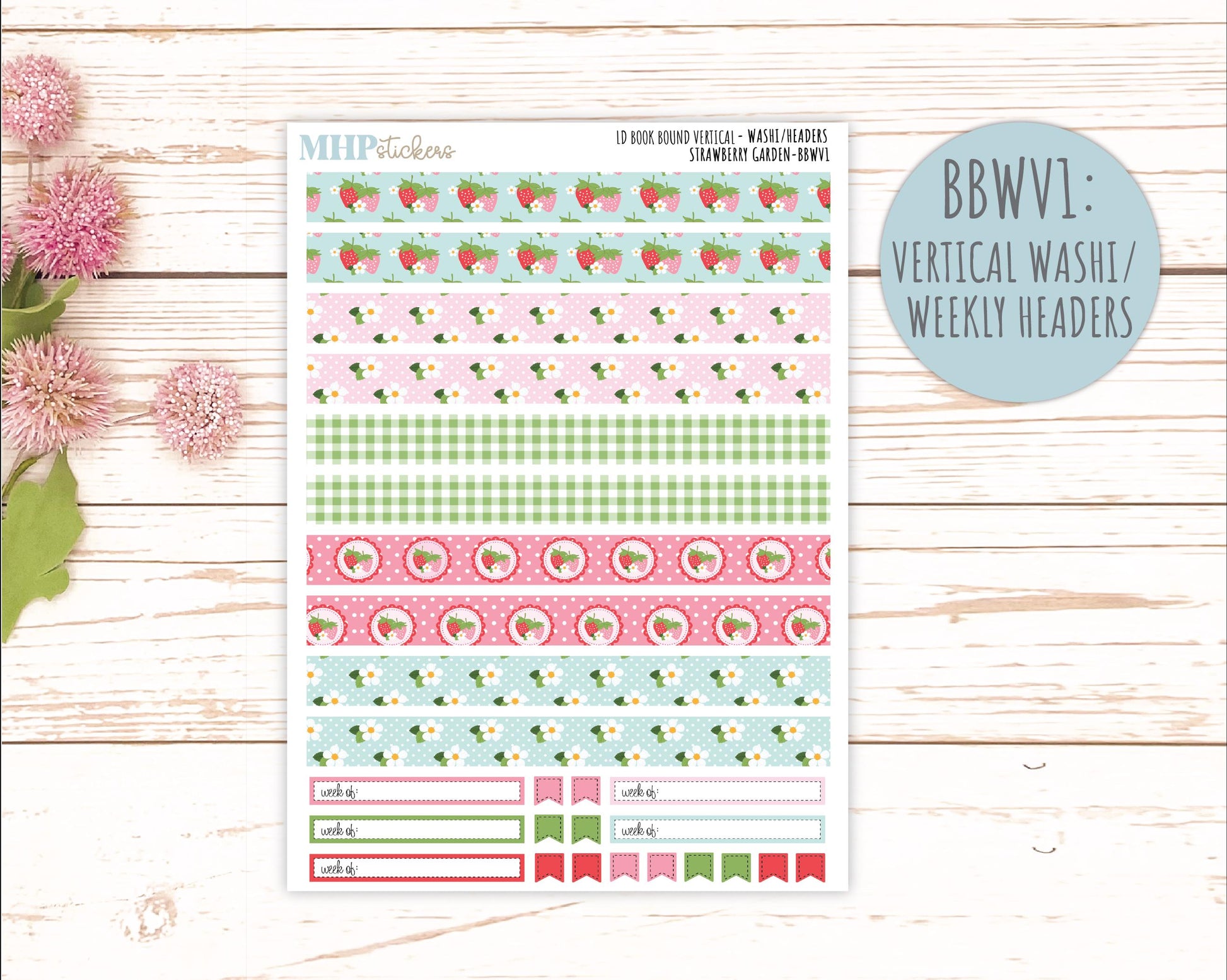 May 2025 Stickers for Laurel Denise BOOK BOUND Planner. "Strawberry Garden" || BB